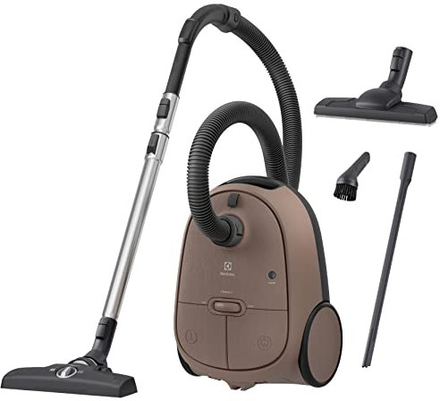 Electrolux 600 Clean, Aspirateur avec Sac, Commandes aux Pieds, 50% de Plastique Recyclé, Filtre Hygiène 12 Lavable, Cordon 12m XXL, EB61C3WBL, Marron