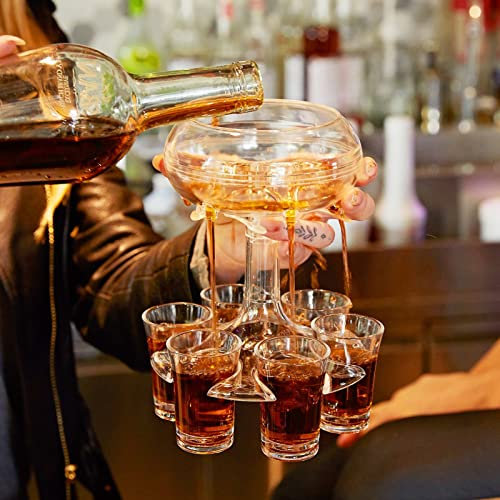 Schnapsspender, Schnapsspender und Halter mit 6 Schnapsgläser,Schnaps Verteiler, Schnapsglasspender für Cocktail-Party Trinkspiele Geschenke
