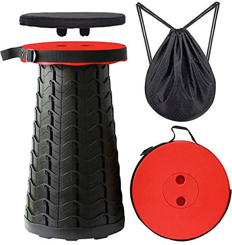 MKBK Sgabello telescopico regolabile da campeggio, sgabello pieghevole con cuscino per seduta e borsa in nylon per campeggio, escursionismo, pesca, sgabello all'aperto, capacità di carico 181,4 kg