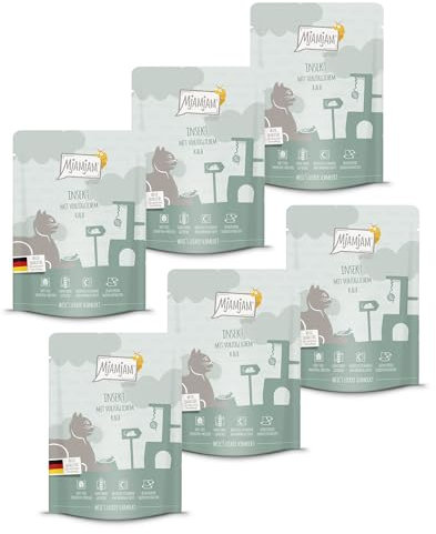 MjAMjAM - Premium Nassfutter für Katzen - Quetschie Insekt mit vorzüglichem Kalb 300g, 6er Pack (6 x 300g), naturbelassen mit extra viel Fleisch