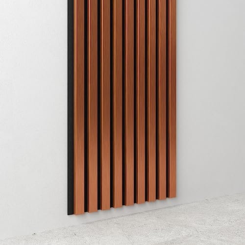 Leiste24 Akustikpaneel - Lamellenverkleidung - Wandverkleidung - 2600 x 400 mm - Akustikfilz Schwarz - Lamellendekor Kupfer