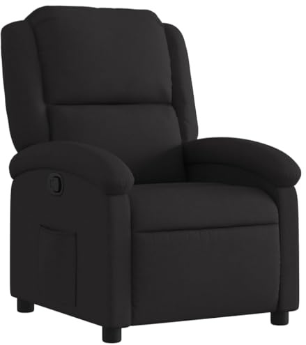 vidaXL Sillón Reclinable, Silla con Respaldo Reposabrazos, Sillón de Televisión Relax Descanso, Asiento para Salón Hogar, Tela Negro