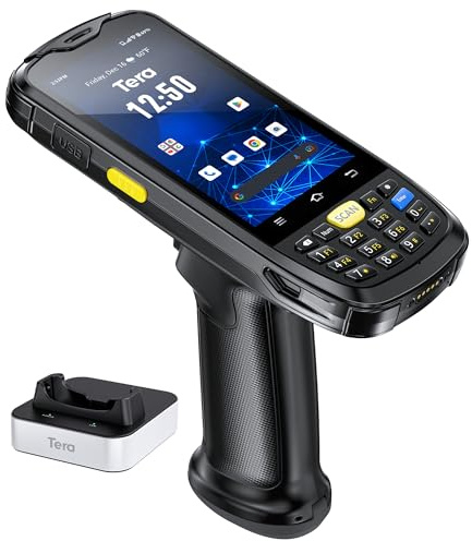 Tera Android 10 Barcode Scanner PDA mit Ladestation Pistole Griff Tastatur Zebra SE4710 4 Touchscreen 4G WiFi GPS BT IP65 4200mAh 1D 2D QR Handheld PDA P160