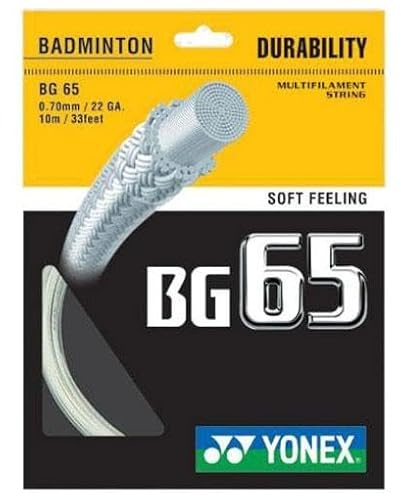 Yonex BG 65 Badminton String (Gauge: 0.70mm / Length: 10 m / 33ft) (White)