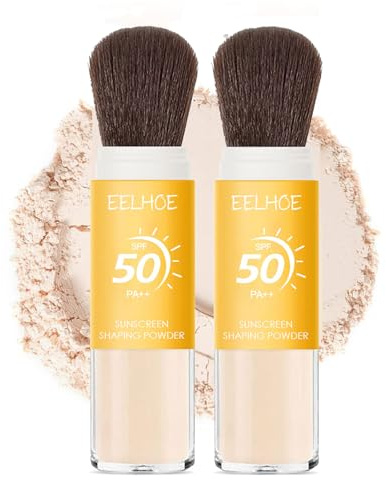 Polvere Fissante Solare Minerale,SPF 50 PA++ Protezione Solare in Polvere Viso,mineral translucent sun protection powder,Olio Di Controllo Finitura Opaca Naturale(2, 16g)