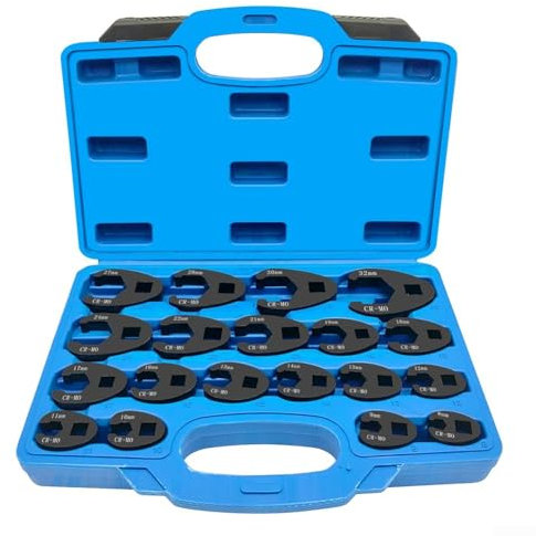 Jeu de 19 clés à écrous évasés efficaces pour pied de biche, outil métrique robuste de 8 à 32 mm, compatible avec les outils d'entraînement métriques 3/8 et 1/2