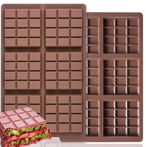 Hshenjhu 2 Pezzi Stampo per Cioccolato, Riutilizzabili Stampo per Barretta di Cioccolato, Senza BPA Stampi in Silicone per Cioccolato, per Cioccolatini,Caramelle Cucina Stampo Cottura Al Forno