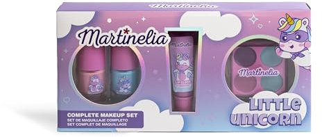 MARTINELIA - Kit di trucco unicorno per bambini - Cofanetto trucco ragazza - 4 ombretti + 2 smalti per unghie + 1 lucidalabbra - senza prodotti nocivi - Regalo per ragazza dai 3 anni