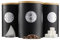 Cooks Professional 3 Piece Ribbed Tea, Coffee, & Sugar Cannisters with Air-Tight Bamboo Lids | Stainless Steel Kitchen Storage Bin Set | Modern & Stylish | Black & Silver