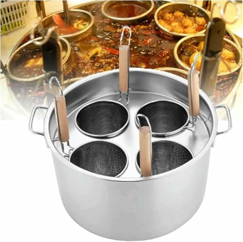 FLTRGO Ollas para Pasta de Acero Inoxidable, vaporera para cocinar, Olla para Espaguetis, ollas para Caldo y Pasta, ollas Multiusos, Juego de vaporera con Canasta con Tapa~/