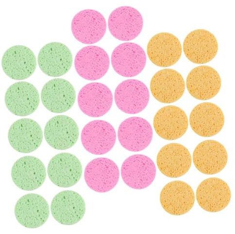 CTIRCHIU 30 Stück Runde Gesichtsreinigungsschwämme Schwamm Material Leicht und Tragbar zur Make Up Entfernung für Reisen in Verschiedenen Farben
