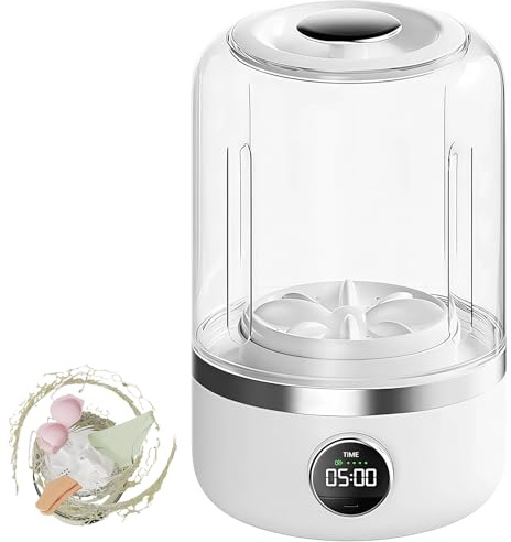 Lavadora Portátil De Ropa Interior, Minilavadora Recargable, Centrifugado con Turbina, Batería De Larga Duración De 4000 Mah, Lavadora para Viajes Y Camping (White)