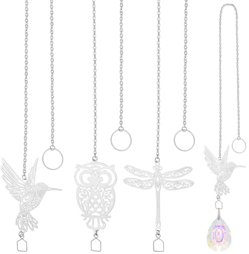 NBEADS 9 Pcs Crochet et Chaîne de Suspension pour Attrape Soleil de 3 Styles Chaînes Attrape Soleil pour Pendentifs Prismes pour Kits de Fabrication de Pendentifs Décoration de Jardin 493~510mm