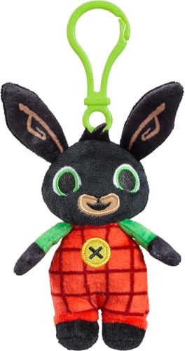 Rainbow Designs Bing Clip on Cute Plush Keychain – Morbido personaggio zaino portachiavi con colori vivaci e sorriso amichevole, clip a borse, passeggini e sedili auto