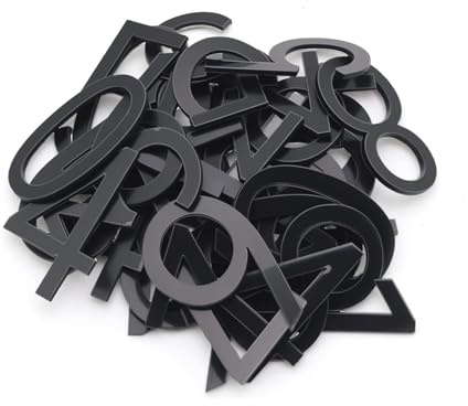 TIANLIN 40 Piezas Números Adhesivos Resistente a la Intemperie, 50 mm 0-9 Pegatinas Número de Casa, Números para Buzón de Acrílico para Exterior, Grosor 2 mm, para Hogar, Hotel, Apartamento (Negro)