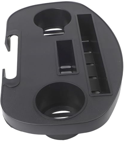 Desiumite Attachable Outdoor Chair Cup Holder Tray for Round Tubed Frame Loungers, Weather-Resistant Black Plastic Clip-On Accessory for Patio Swings and Garden Seats(3)