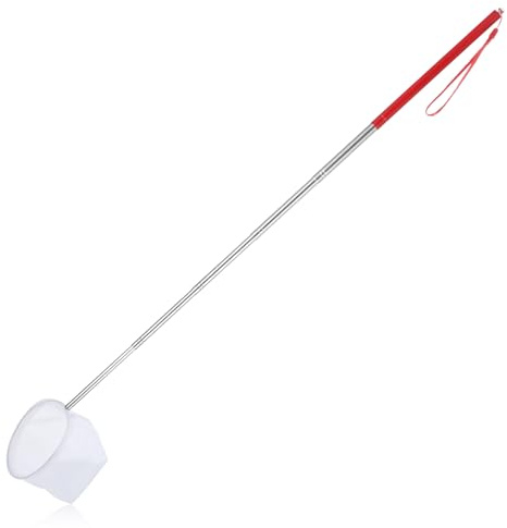 Tyqour Fish Net Fish Tank Net Aquarium Net Small Extendable with Long Handle Round Surface Skimmer Aquarium Minnow Net for Fish Shrimp Tank, Small Ponds, Creek