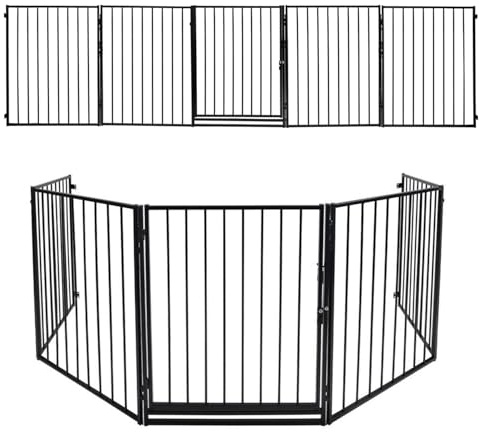 Monucep Rejilla de protección para chimenea con puerta de metal de 304 cm, rejilla de barrera plegable para protección de animales, rejilla de protección para niños, elementos de 5 piezas (60 x 76 cm