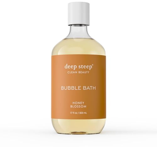 Deep Steep Honey Blossom Bubble Bath for Women, Hypoallergenic, Clinically Tested, Clean Formula for Sensitive Skin, Sulfate-Free, 17 fl oz Bottle, Essential Bath Accessories
