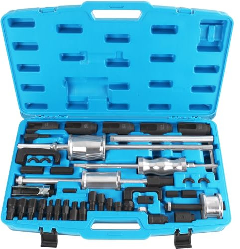 TECPO Einspritzdüsen Werkzeug, universal Injektor Ausziehwerkzeug für festsitzende Diesel-Injektoren, 3 Gleithämmer, Adapter, Auszieher & Zubehör, für alle gängige Injektoren, robust und vielseitig