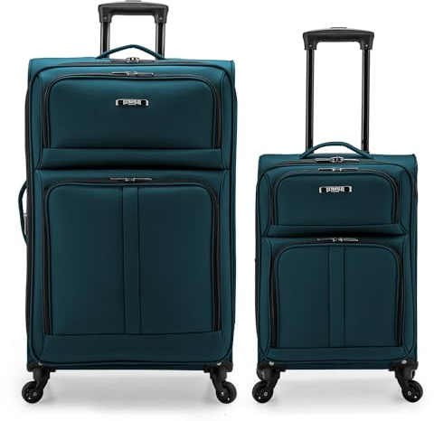U.S. Traveler Anzio Softside Expandable Luggage with Spinner Wheels, Teal, 26-Inch Medium