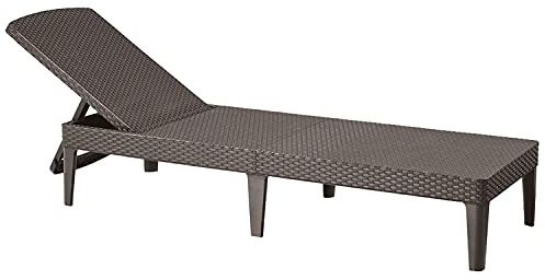 Curver Jaipur Sun Lounger Sonnenliege mit 4-Fach Verstellbarer Rückenlehne Gartenliege UV- & witterungsbeständig Rattan Braun