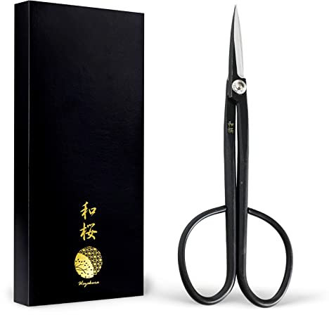 Wazakura Ciseaux à Bonsaï Japonais, 210 mm, Sécateur et Outil Jardinage Élagage, Fabriqués au Japon, Modèle Twig Coupe-Brindilles Yasugi Noir