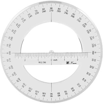 Transportador de círculo completo de 360 grados, herramientas de medición matemáticas de plástico de 20 cm, transportadores redondos, regla transportadora de ángulo medio completo