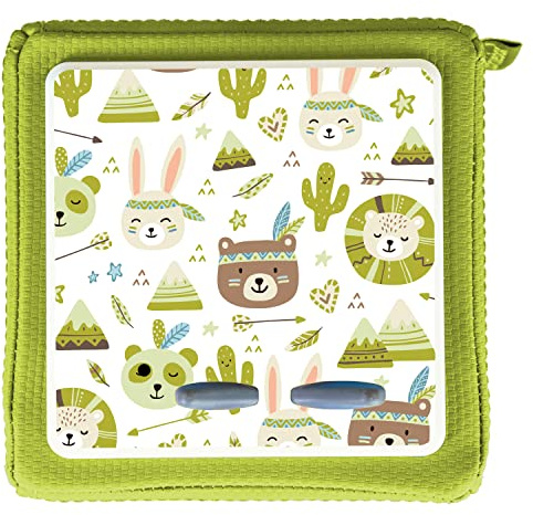 MeinBaby123® Schutzfolie kompatibel mit Toniebox | Schutzcover selbstklebend | Premium Qualität | Aufkleber passgenau I Folie Sticker I Toniebox Zubehör (Boho Tiere Grün)