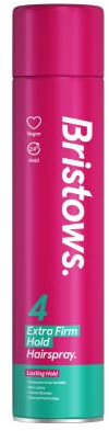 Bristow's Extra Firm Hold Hairspray (pack of 6) up to 24 hours hold, tames flyaways, non-sticky, Vegan, protects against humidity, 400ml.