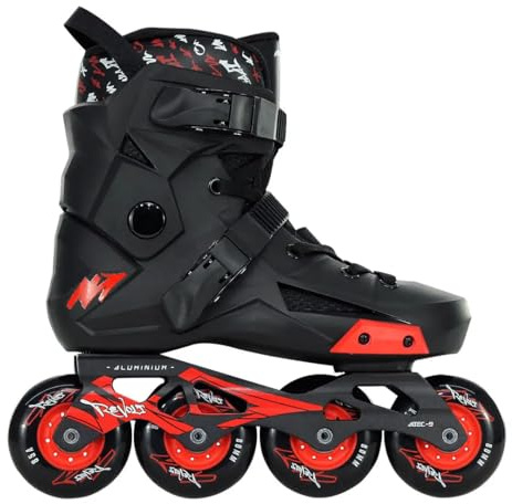 TRAXART Urban Freestyle Inline Skates – Black/Red Revolt Hardboot, Aluminum Frame, 80mm Wheels, ABEC-9 Bearings – Men US 12 and Women US 13.5