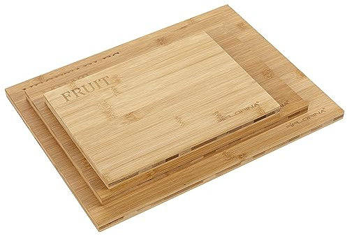 FLORINA 3-er Set Bambus-Schneidebretter DIEGO I Natürliche Bambus-Schneideblöcke I Küchenbrett antibakteriell I Universalschneidebretter zum Schneiden von Käse, Fleisch, Obst, Gemüse