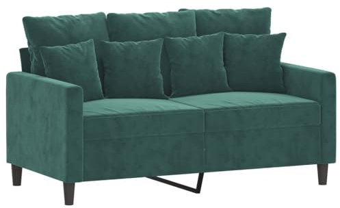 vidaXL Sofa 2-Sitzer, Loungesofa Couch mit Armlehnen Rückenkissen, Wohnzimmersofa Designsofa Metallgestell, Sitzmöbel Zweisitzer, Dunkelgrün Samt