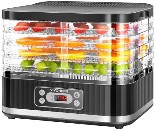 VIVOHOME Déshydrateur Alimentaire 5 Plateaux 400W avec Minuterie Numérique 72 Heures et réglage de la Température pour Fruits Légumes viande Séchée Herbes Bœuf Champignons
