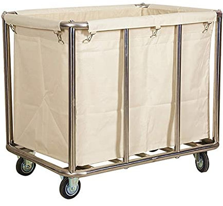 YOtat Chariot De Tri De Linge D'Hôtel avec roulettes Silencieuses Et Sac Amovible, Grand Chariot De Ménage Portable pour Vêtements Sales, Charge 150 Kg (Beige)