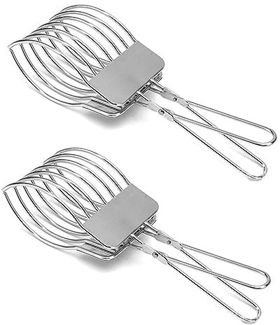 Sessleger 2 pinze per fetta in acciaio , pinze per carne, pinze per pane, pinze per tagliare e frutta