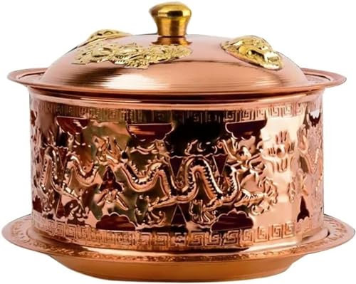 Fondue Olla Hot Pot Platos De Frotamiento, Olla Caliente, Olla Caliente Con Alcohol De Cobre Puro, Adecuada Para La Cena Familiar Fondue Queso(Brass,26cm)