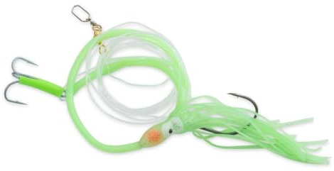 AQUANTIC Seehecht-Rig mit Ködernadel, Grün, Angelhaken mit Tentakeln für Grundfischen, Naturködersystem, Naturködervorfach. Seehechtsystem