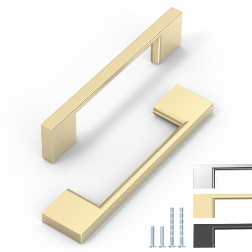 ELEBUILD Lot de 6 poignées d'armoire modernes et fines en laiton 96 mm