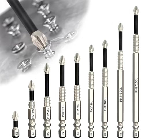9PCS Magnetic Drill Bits, Magnetic Screwdriver Sets, Magnetic Screwdriver Bits - Anti-Slip, Shock-Proof, Strong Magnetic Impact Screwdriver Bit Set for Drilling and Screwdriver Use