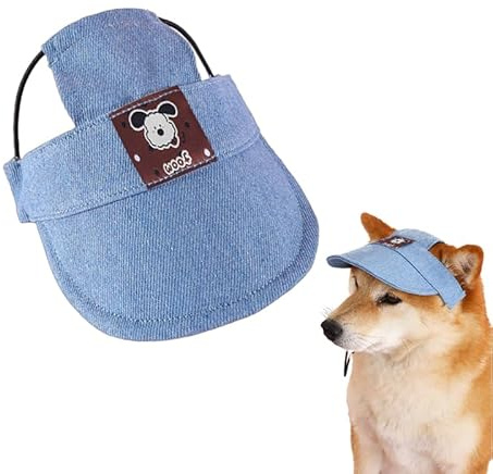 Cappello da sole per cane, berretto da baseball regolabile con fori per le orecchie, visiera traspirante per cuccioli, gatti (peso: 10 kg - 15 kg), protezione solare all'aperto per animali domestici