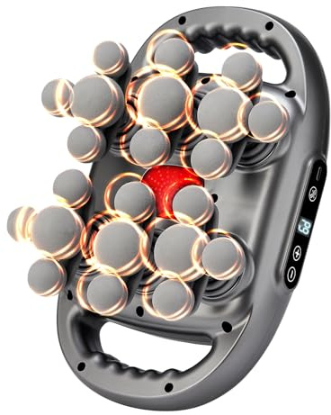 22 Heads Massage Gun, Rechargeable Handheld Muscle Massage Gun with 9 Modes & 9 Levels, LCD Display, Red Light Therapy, Portable for Neck Back Shoulder Legs Pain Relief