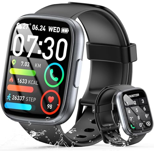 Smart Watch for Men Women, Answer/Make Calls, 1.95 HD Touch Screen Fitness Watch with Heart Rate/Sleep/Stress Monitor, 110+ Sport Modes Fitness Tracker, IP68 Waterproof Smartwatch for Android iOS
