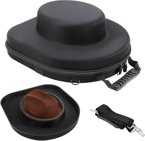 Scatola per cappelli da viaggio a prova di schiacciamento, organizer rigido per Panama, Fedora e berretti da baseball con manico, tracolla e cinghia per bagagli per una facile conservazione e utilizzo
