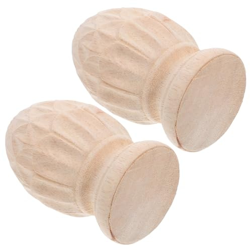 Veemoon 2 Piezas Finial de Madera Tallada Estilo Europeo Remate de Piña para Escaleras y Muebles Accesorios Decorativos para Columnas sin Acabado Compatible con Postes y Barandillas