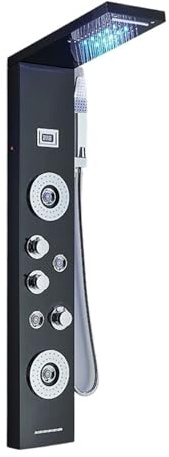 LED duschpanel vattenfall regn kran set spa jet bad kolumn temperaturvisning mixer kran torn