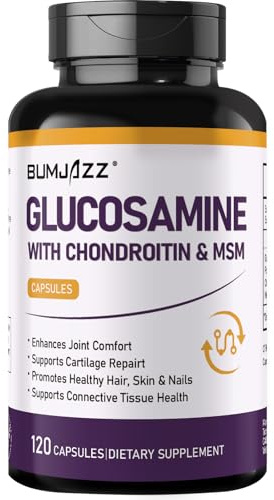 Capsule di Glucosamina Condroitina MSM, 120 Capsule 1500mg Solfato di Glucosamina con Condroitina & MSM per la Salute Articolare, Sostegno alla Cartilagine e Flessibilità