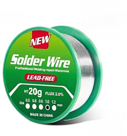 ZILZUFA Alambre de Soldadura sin Plomo 1.0mm 20g, Hilo de Estaño para Soldar Electrónica con Núcleo de Colofonia, Sn99.3 Cu0.7, Alta Conductividad para Reparaciones Eléctricas y Bricolaje