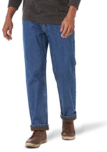 Wrangler Authentics Men's Fleece Lined Five Pocket Jean Casual Pants, Stonewash, 32W x 30L