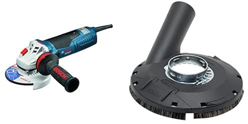 Bosch Professional Winkelschleifer GWS 19-125 CIE 125 mm (1900 Watt, mit Drehzahl-Regelung, KickBack-Stop, im Karton) + Absaughaube mit Bürstenkranz (115/125 mm, Zubehör)